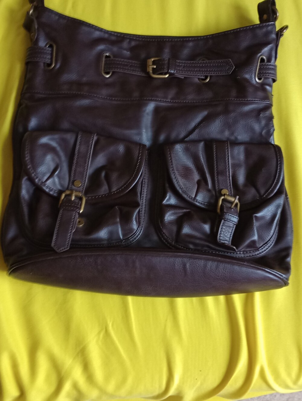 Brown Leather Crossbody Messenger Bag